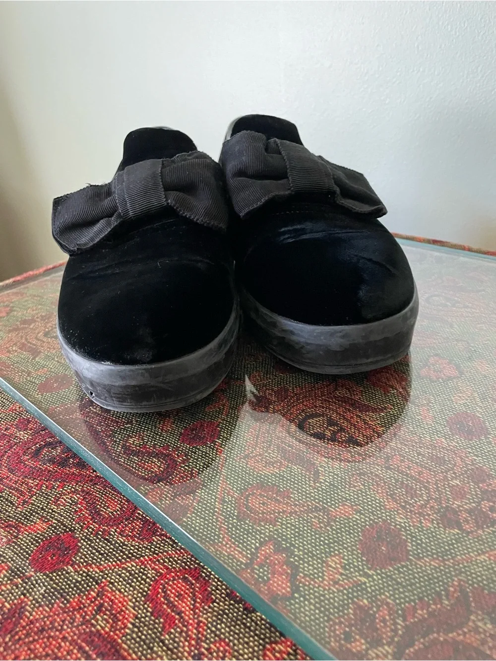Prada Black Calzature Donna Slip-On Sneakers with Bow Detail
